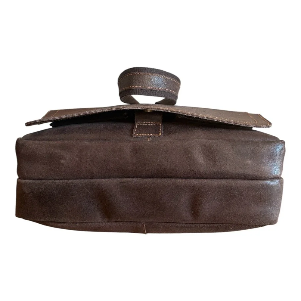 Columbia Made Men's Brown Leather Messenger Bag Laptop Crossbody Work Briefcase